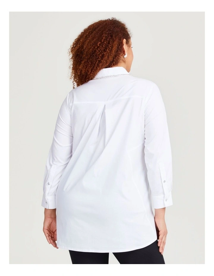 Cotton Bejewelled Shirt in White image 2