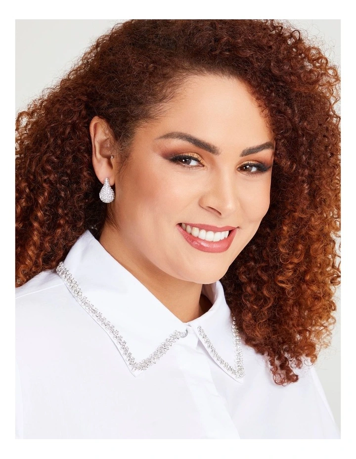 Cotton Bejewelled Shirt in White image 3