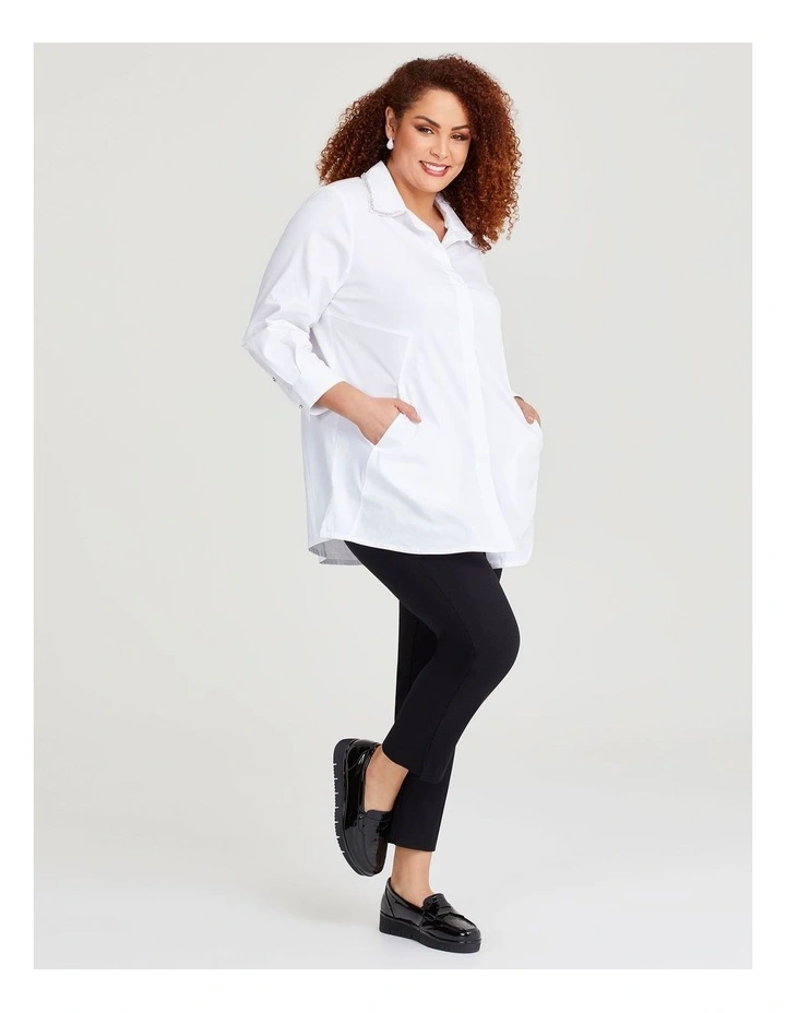 Cotton Bejewelled Shirt in White image 4