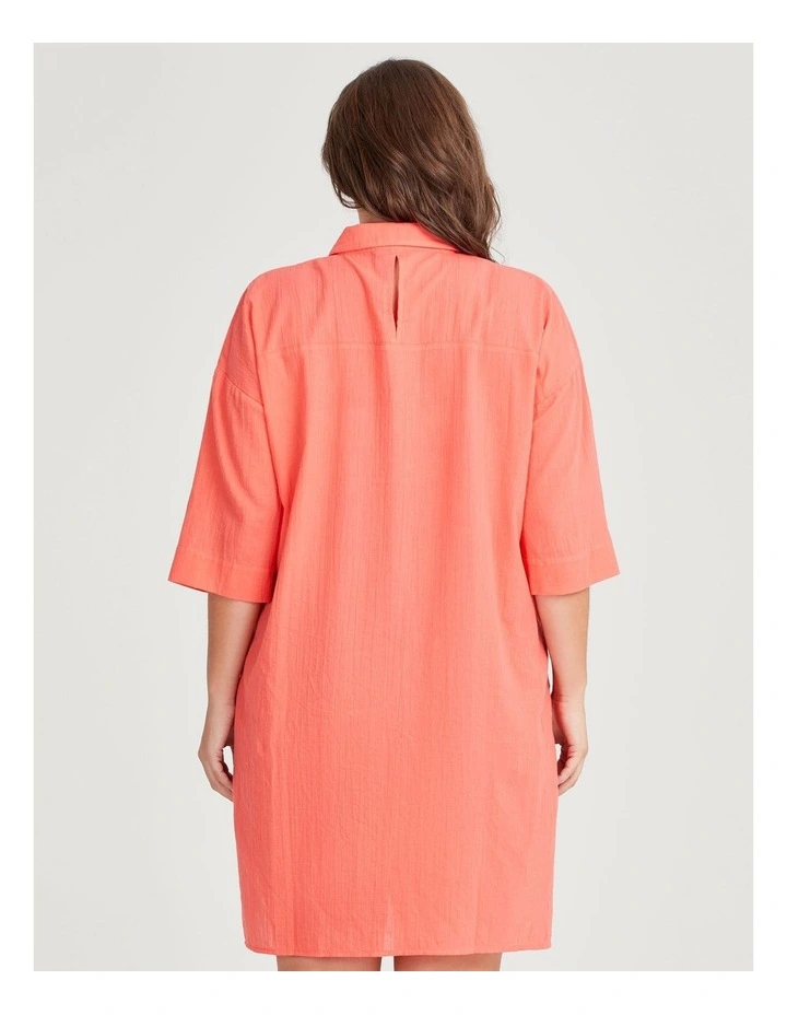 Cotton Shirt Keyhole Cover-up in Fiesta Orange image 2