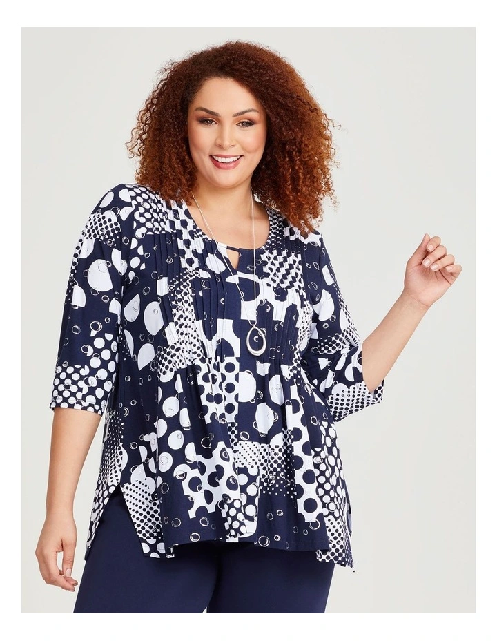 Foil Spot Natural Top in Dark Indigo/White image 1