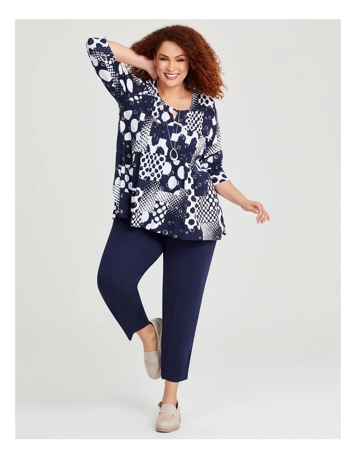 Foil Spot Natural Top in Dark Indigo/White image 3