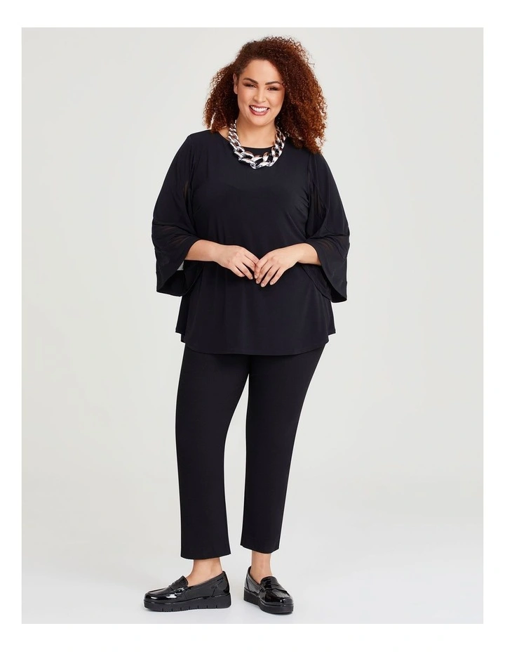 Luna Mixed Mesh Top in Black image 3