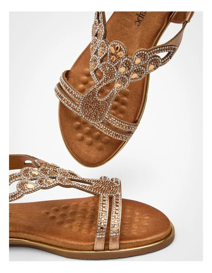 Bling Detail Flex Sandal in Rose Gold image 3