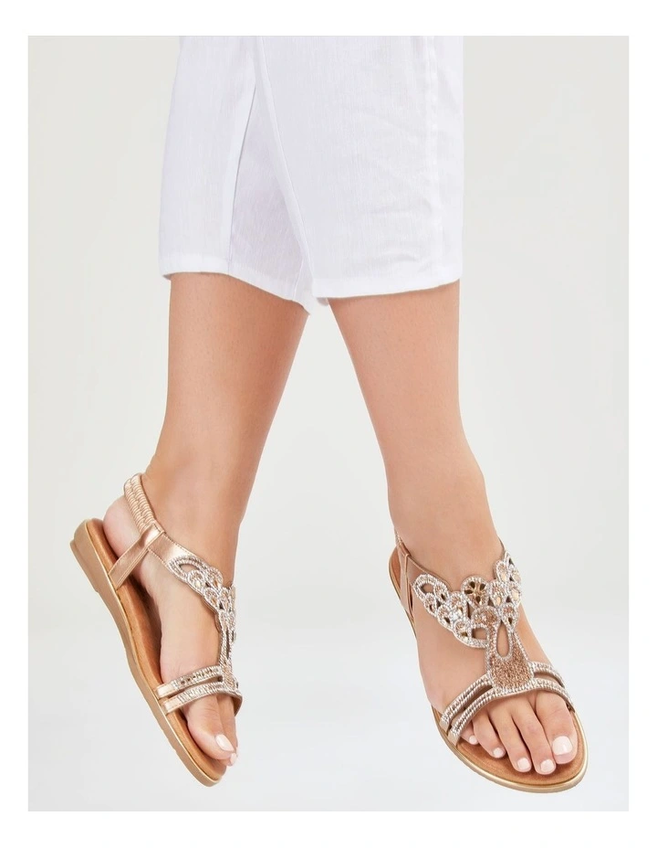 Bling Detail Flex Sandal in Rose Gold image 4