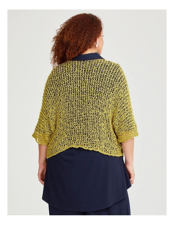 Boucle Gauze Knit Over Top in Chartreuse image 2