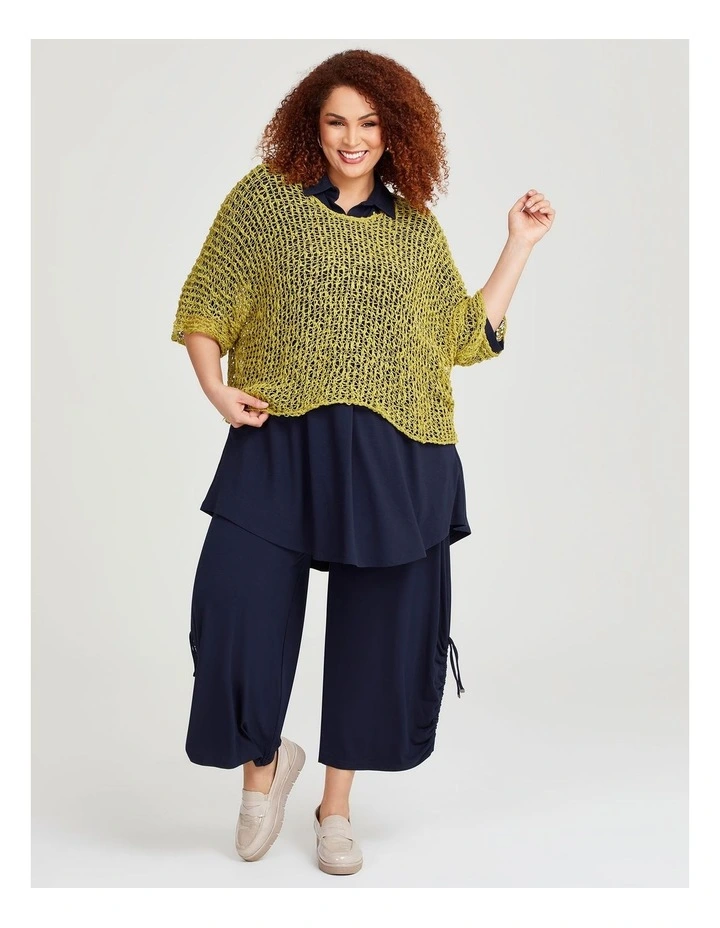 Boucle Gauze Knit Over Top in Chartreuse image 3