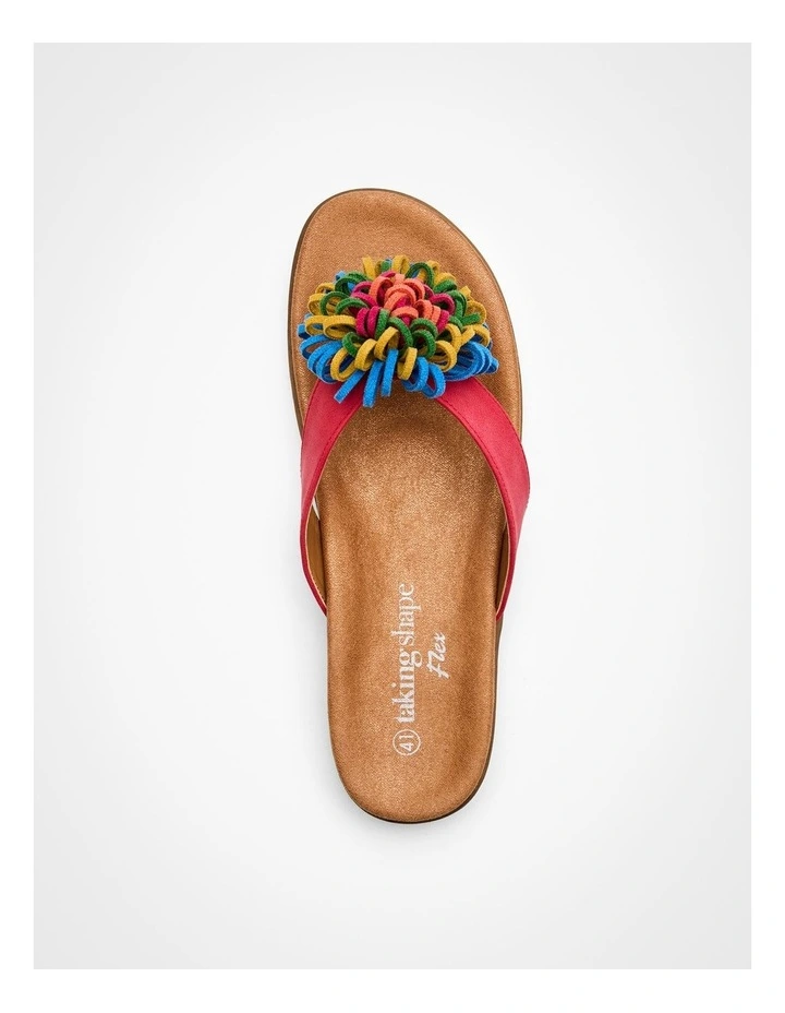 Floral Toe Post Sandal in Red image 2