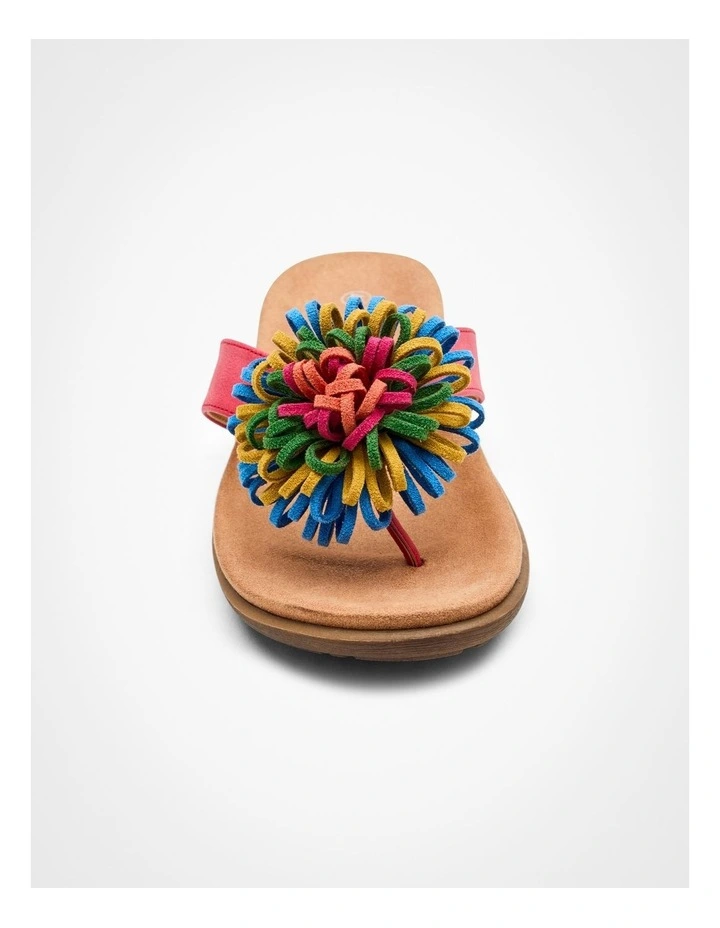 Floral Toe Post Sandal in Red image 3