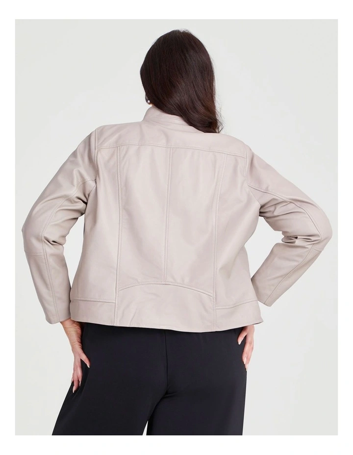 Leather Liza Jacket in Taupe image 2