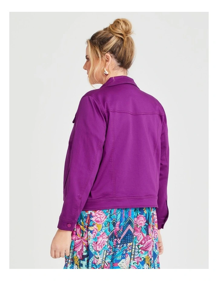 Coloured Classic Denim Jacket in Deep Orchid image 2