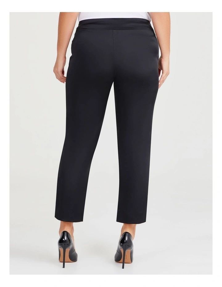 Greta Evening Stretch Satin Pant in Black image 2