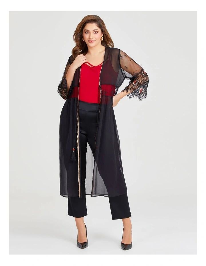 Greta Evening Stretch Satin Pant in Black image 3
