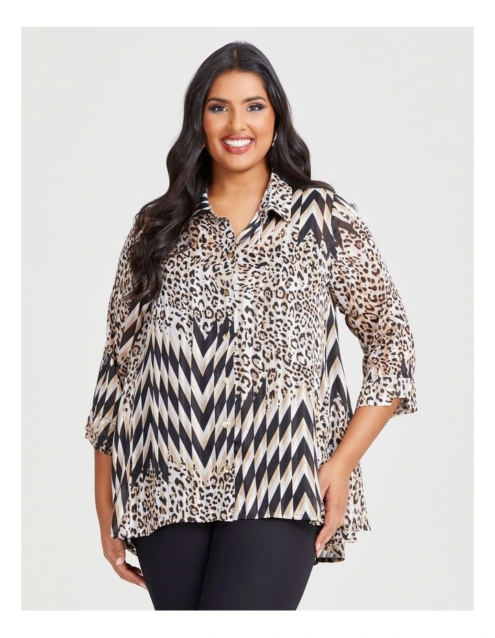 Lurex Stripe Swing Shirt in Print image 1