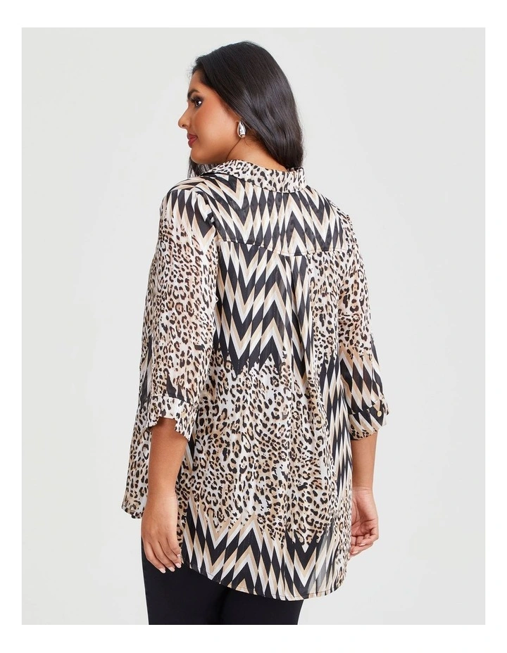 Lurex Stripe Swing Shirt in Print image 2
