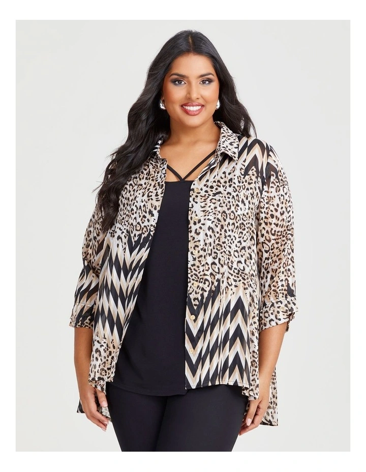 Lurex Stripe Swing Shirt in Print image 3