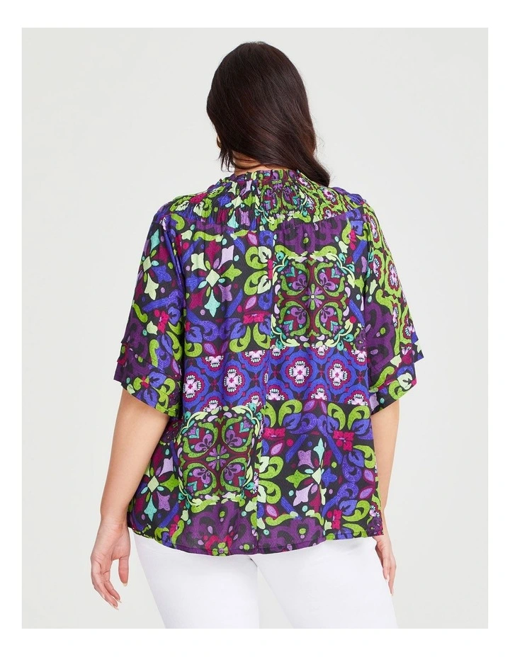 Natural Dahlia Top in Print image 2