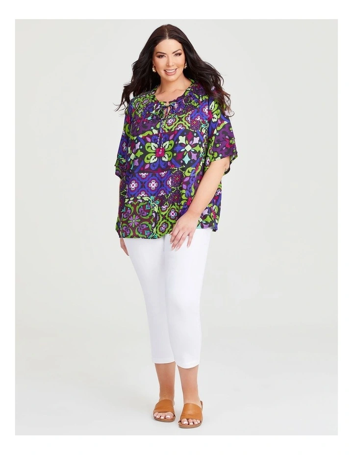 Natural Dahlia Top in Print image 3