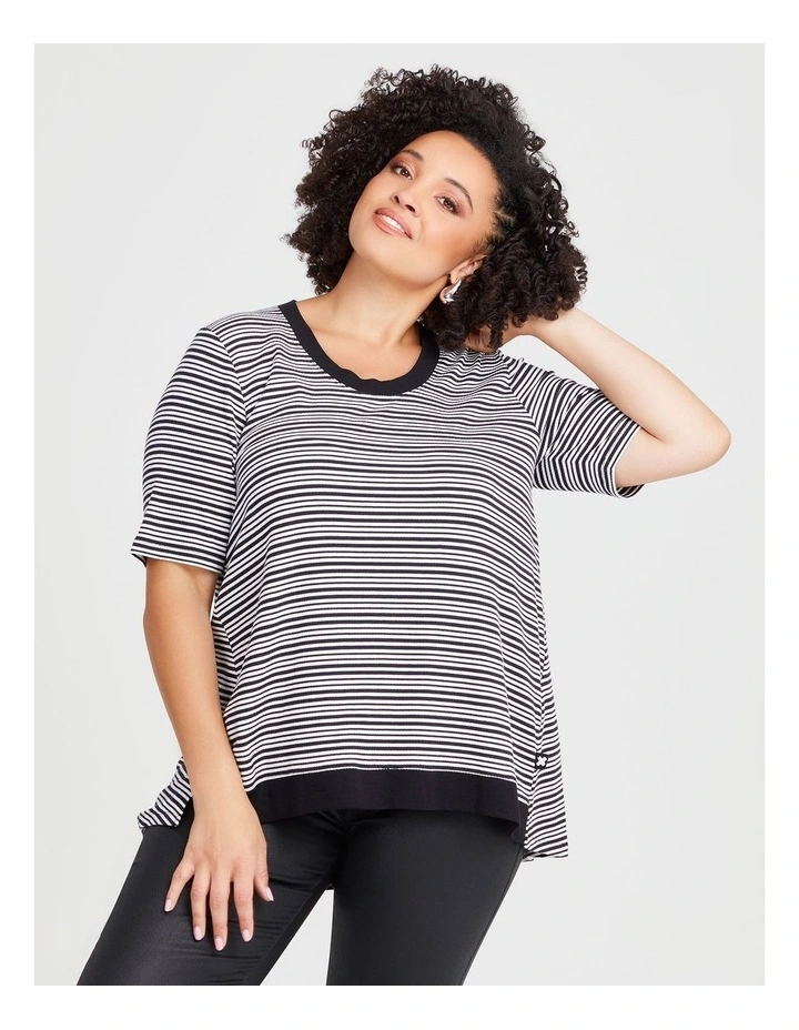 Natural Teegan Top in Stripe image 1