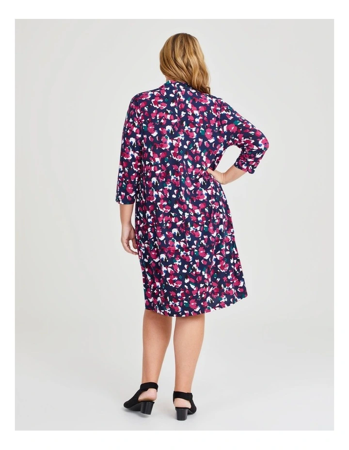 Collar V-neck Dress in Navy/Multi image 2