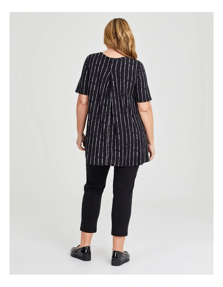 V Neck Stripe Top in Black/White Stripe image 2