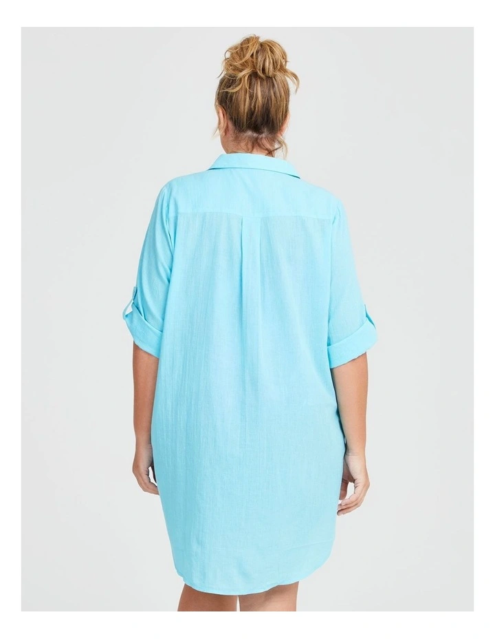 Cotton Trim Detail Cover-Up in Aqua Sky image 2