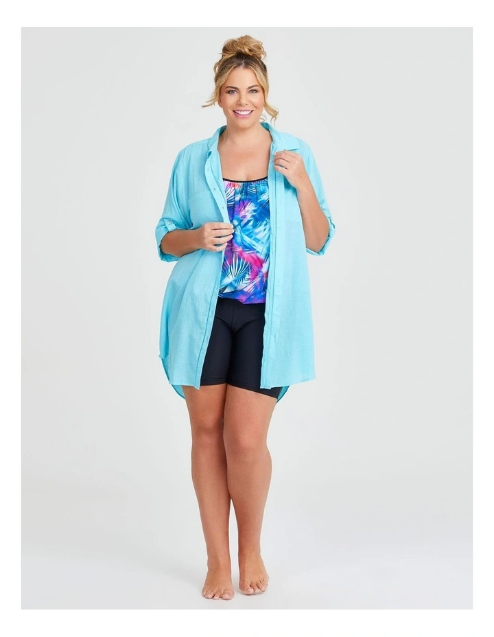 Cotton Trim Detail Cover-Up in Aqua Sky image 4