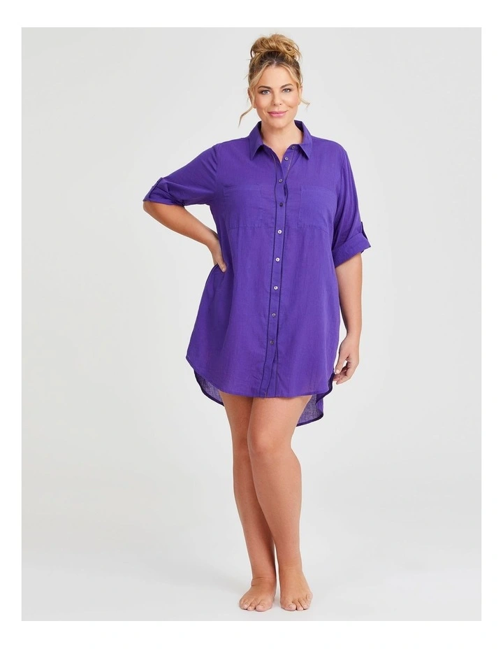 Cotton Trim Detail Cover-Up in Purple Punch image 3