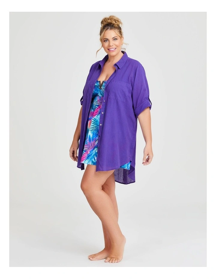 Cotton Trim Detail Cover-Up in Purple Punch image 4