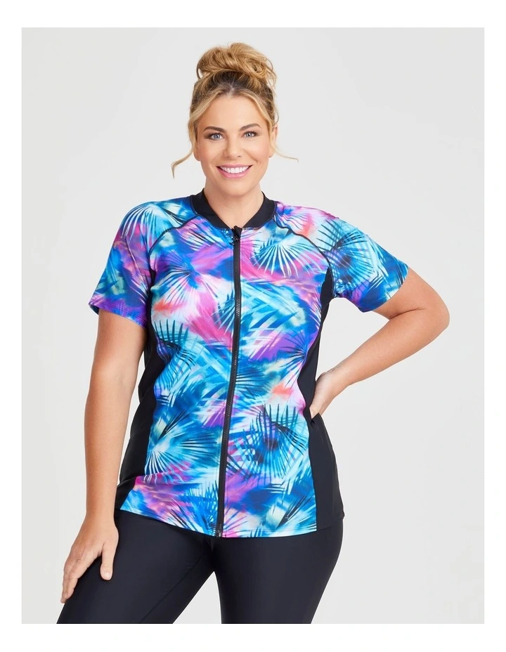 After Glow Spliced Rash Vest in Print/Black image 1