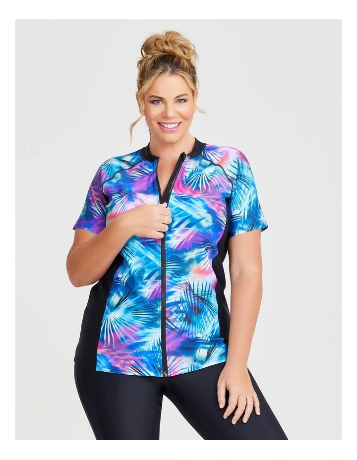 After Glow Spliced Rash Vest in Print/Black image 3