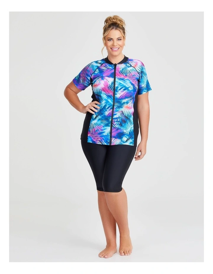 After Glow Spliced Rash Vest in Print/Black image 5