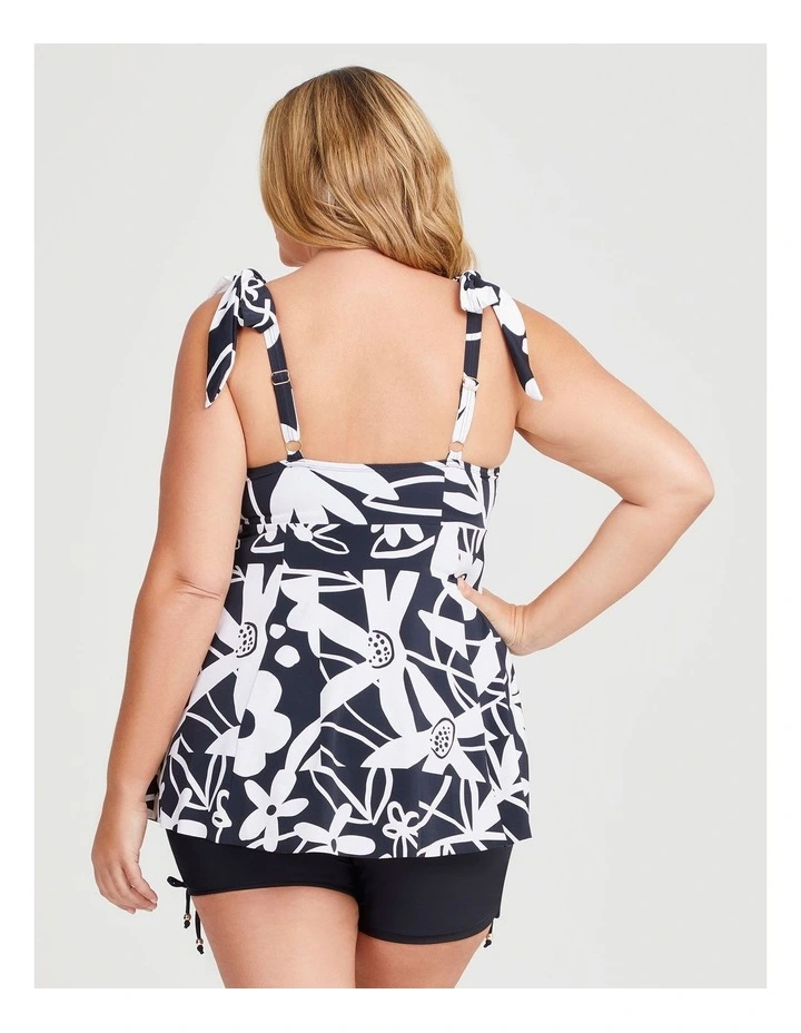 Monotone Floral Tankini Black and Off White image 2
