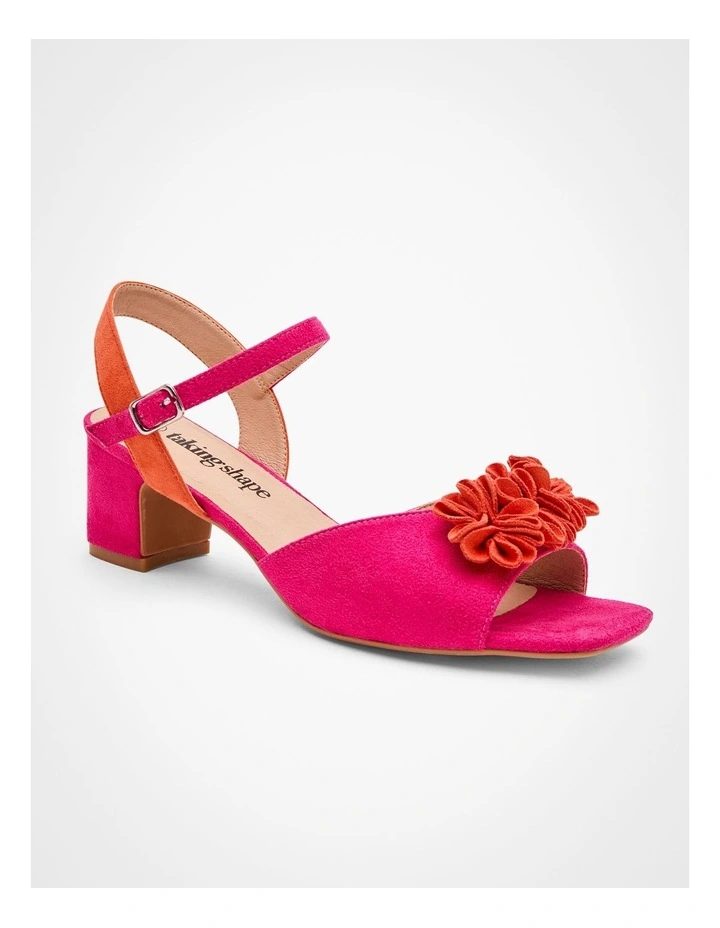 3D Flower Block Heeled Sandal in Multi image 2