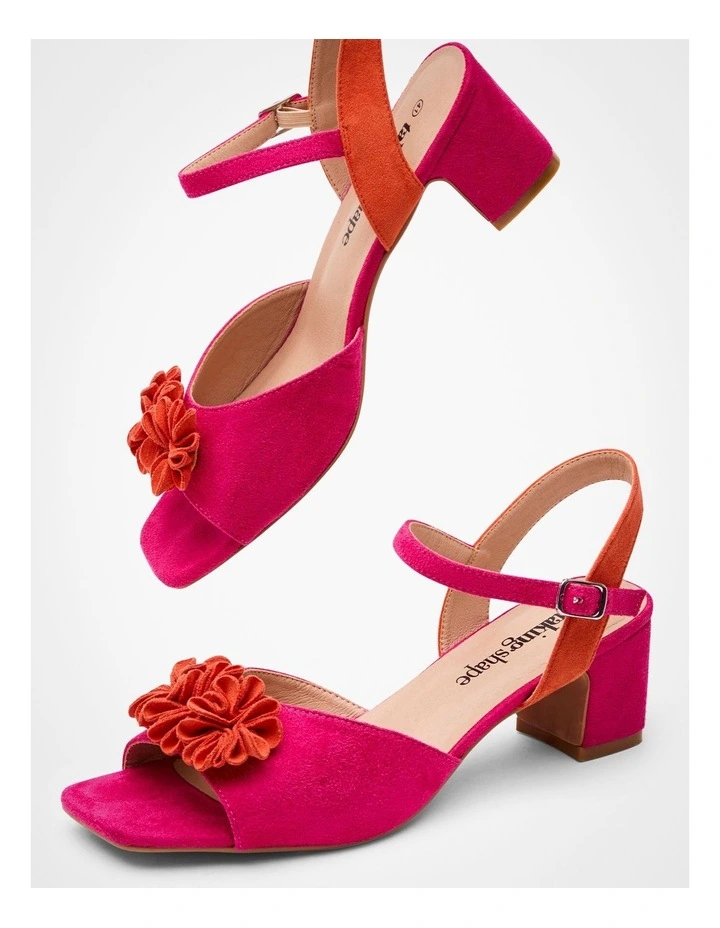 3D Flower Block Heeled Sandal in Multi image 5