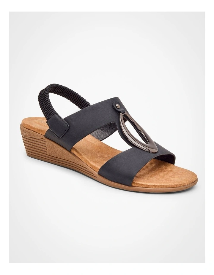 Ring Detail Wedge Sandal in Black image 2