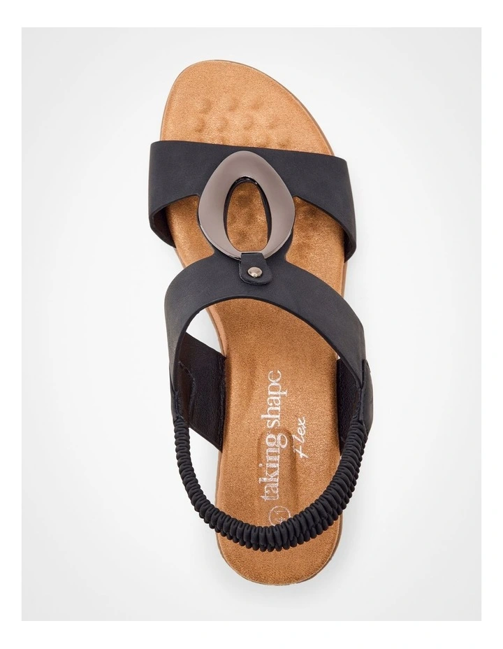 Ring Detail Wedge Sandal in Black image 3