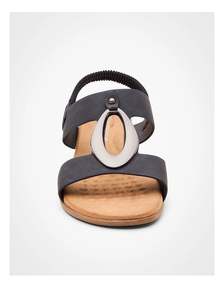 Ring Detail Wedge Sandal in Black image 4