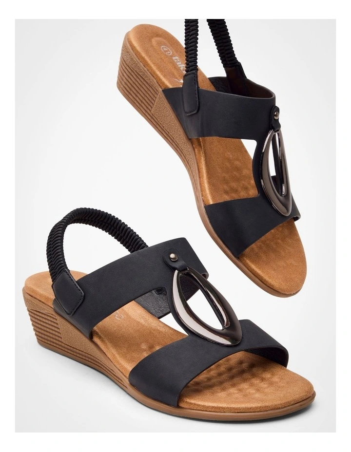 Ring Detail Wedge Sandal in Black image 5