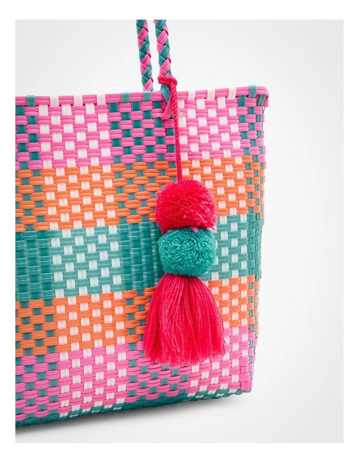 Basket Weave Tote Bag in Multi image 4