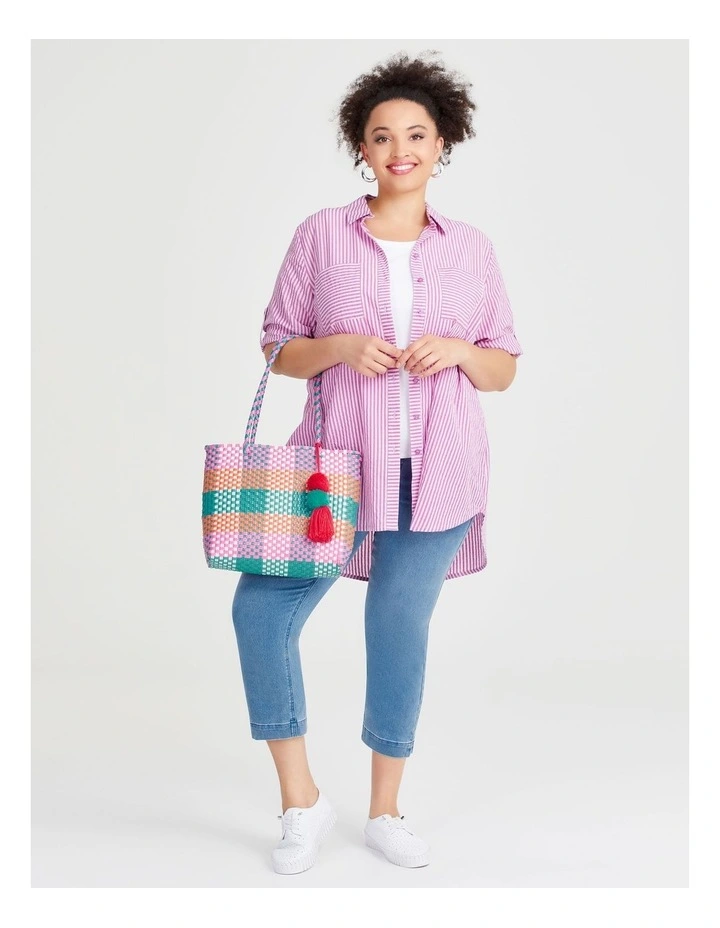 Basket Weave Tote Bag in Multi image 5