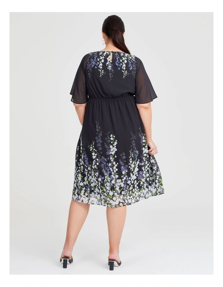 Snowdrop Chiffon Midi Dress in Black/Floral image 2