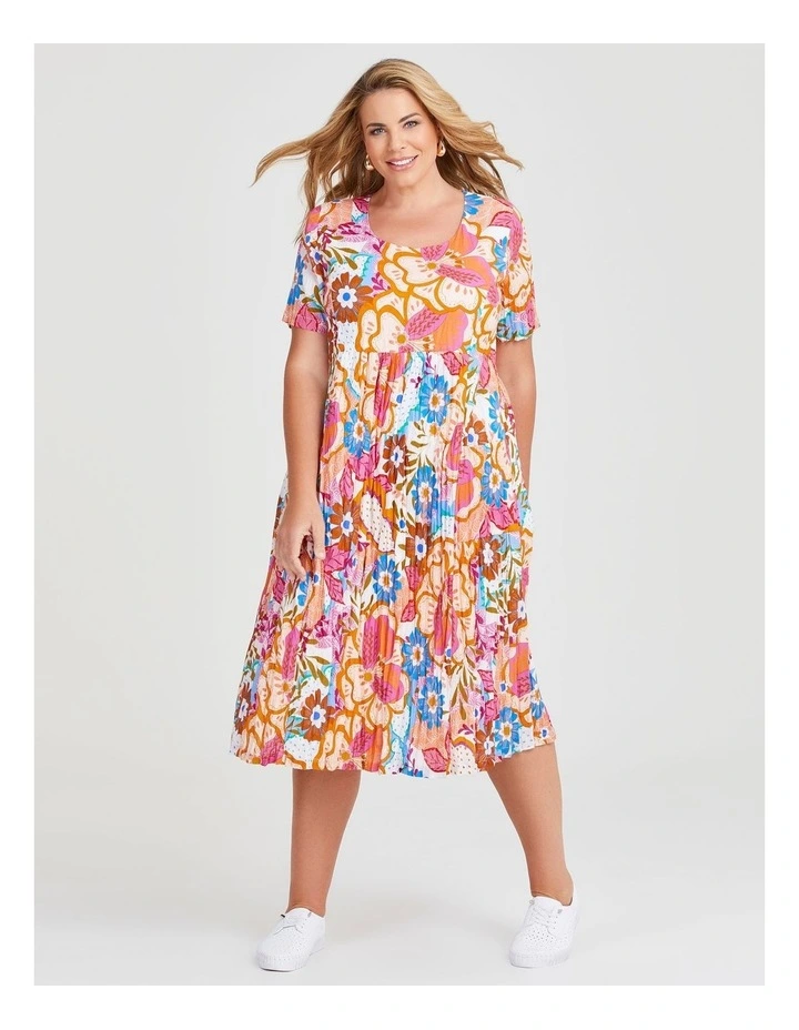 Cotton Pocket Midi Dress in Bloom Print image 1