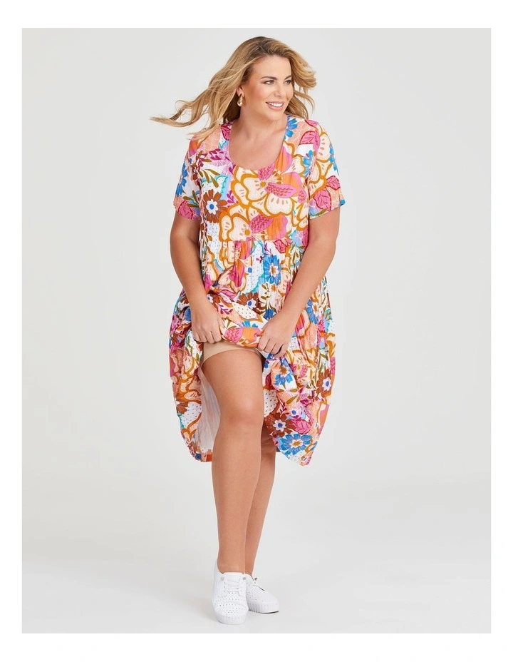 Cotton Pocket Midi Dress in Bloom Print image 3