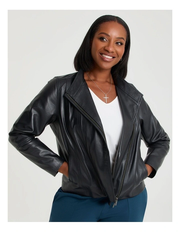 Leather Liza Jacket in Black image 1