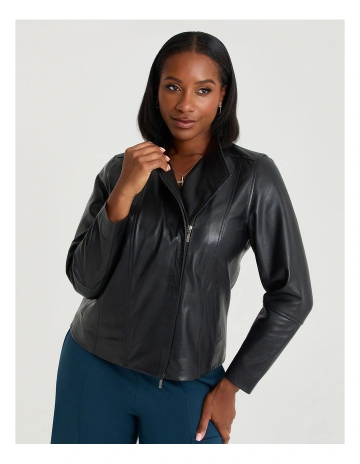 Leather Liza Jacket in Black image 4