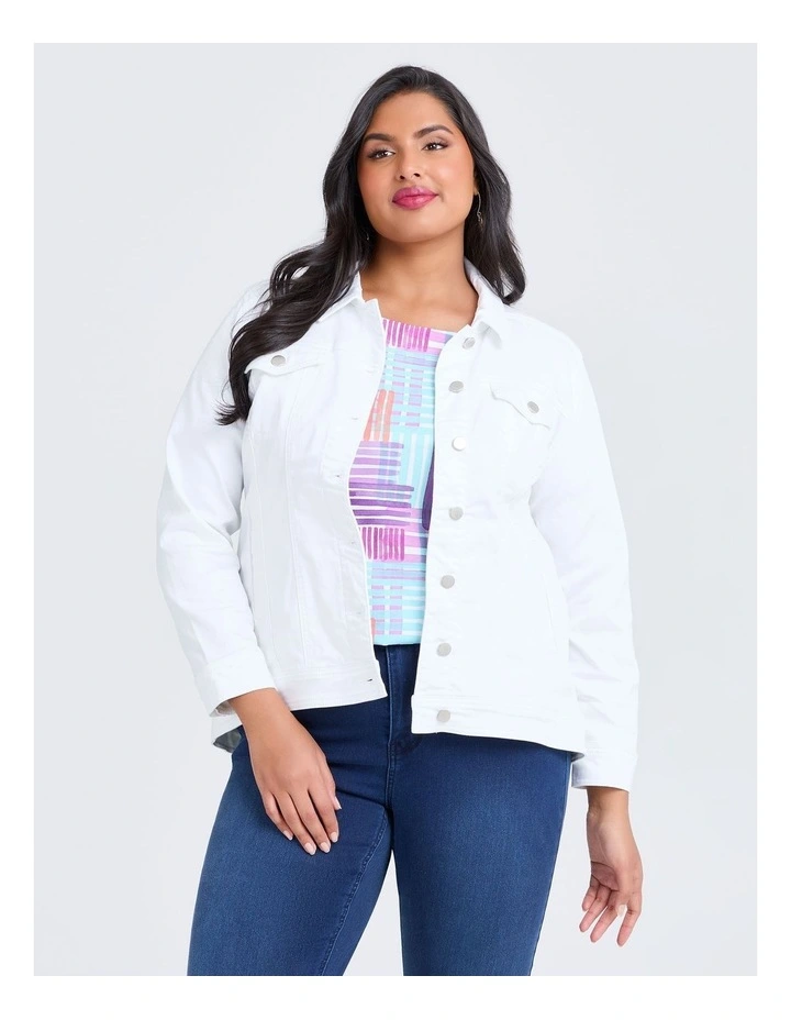 Coloured Best Fit Denim Jacket in White image 1