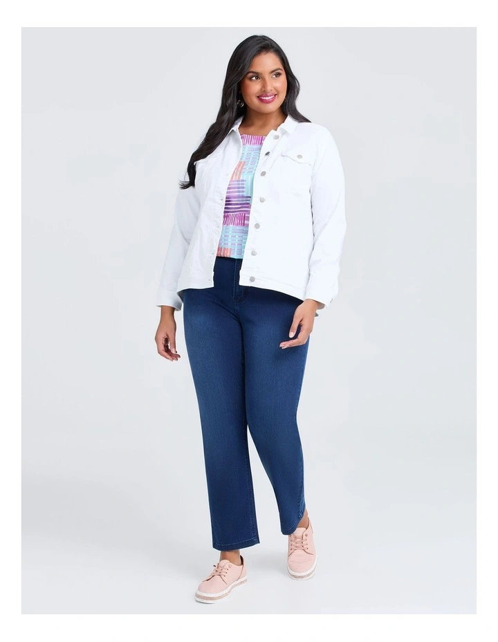 Coloured Best Fit Denim Jacket in White image 3
