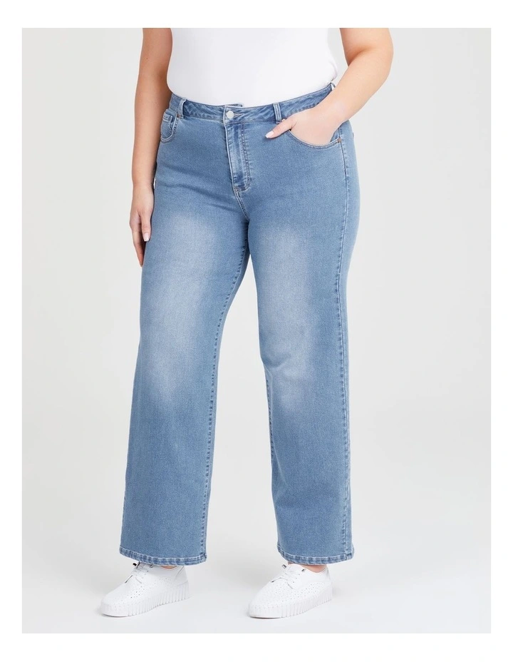 Wide Leg Denim Jean in Vintage Blue image 1