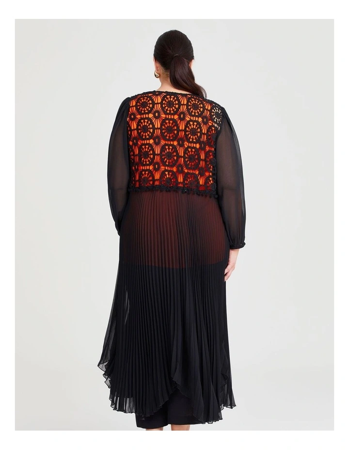 Hippolyta Lace Pleated Duster in Black image 2